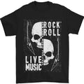 Rock n Roll Live Music Skull Guitar Mens 100% Cotton Unisex