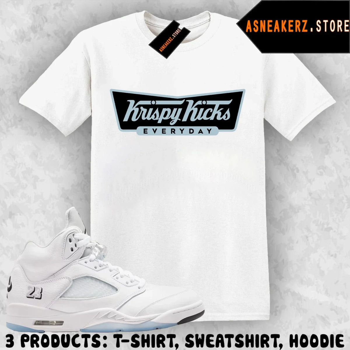 Tee Shirt Matching AJ 5 White Metallic 2026 Match Sneaker Krispy Kicks Unisex