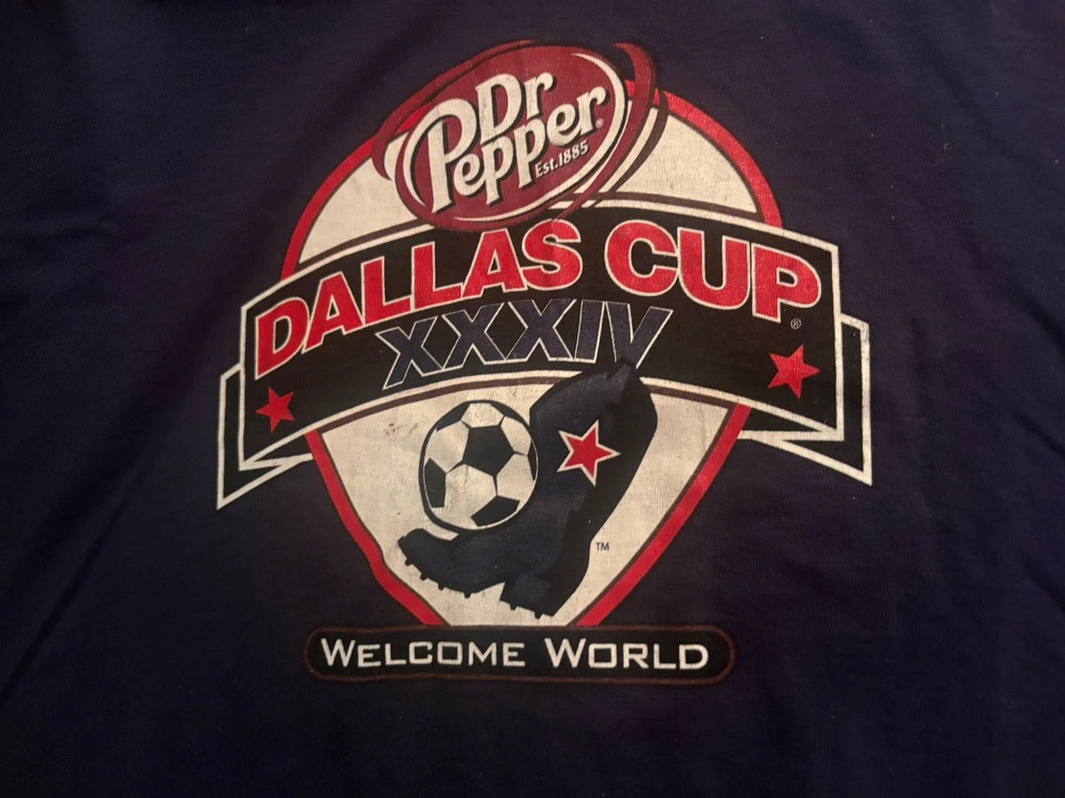 NWOT Dallas Cup XXXIV NavyGraphic Men's Soccer Short Sleeve Sz M Unisex