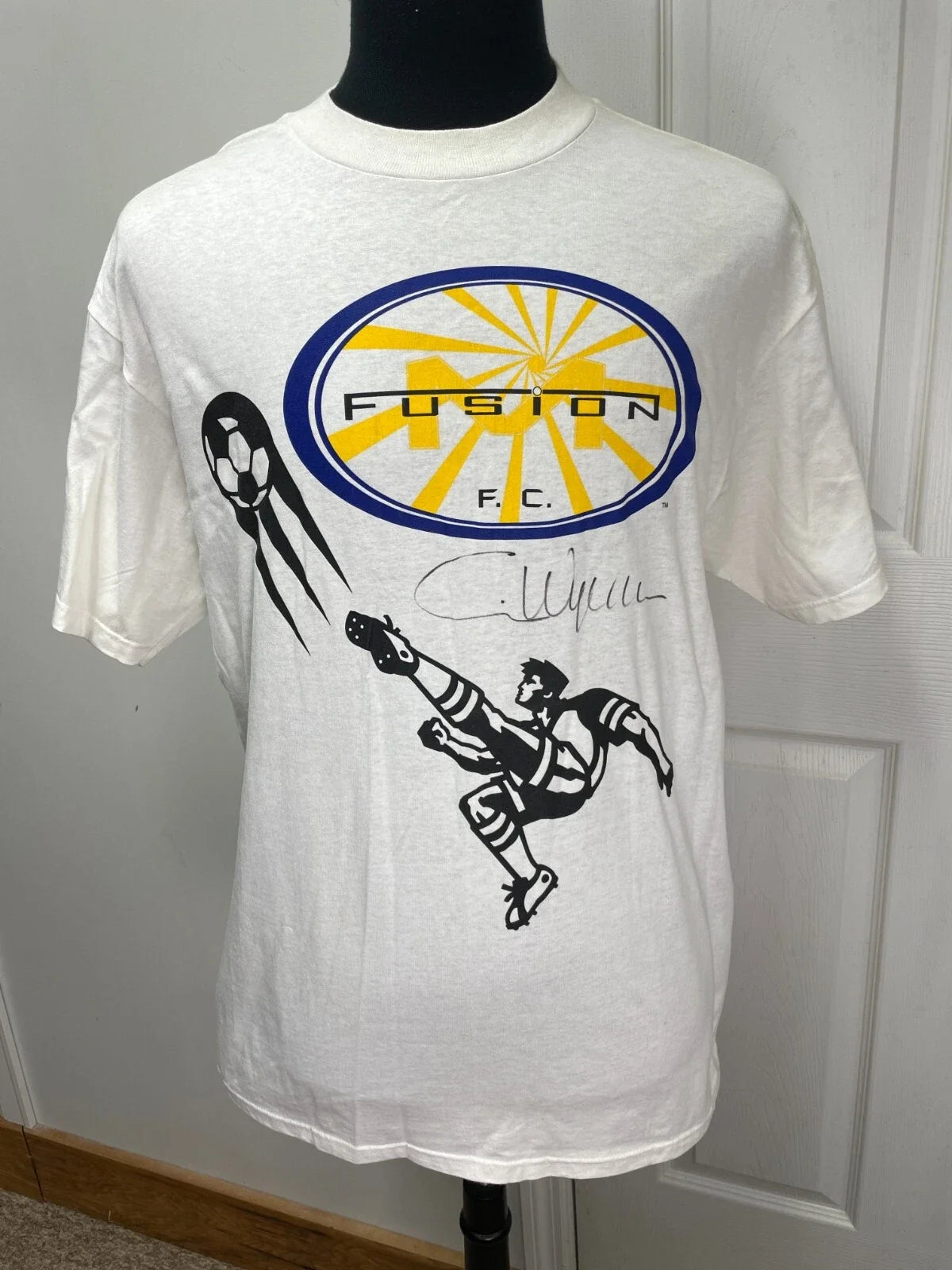 VTG Eric Wynalda Autograph Miami Fusion FC Soccer MLS Signed Mens Large Unisex