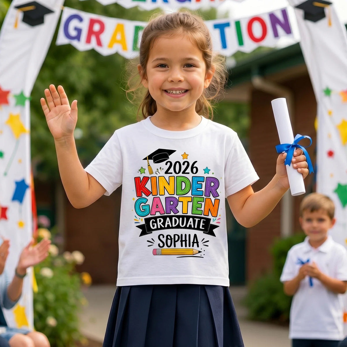 Kindergarten Graduate 2026 T Shirt, Custom Name School Graduation Gift Unisex
