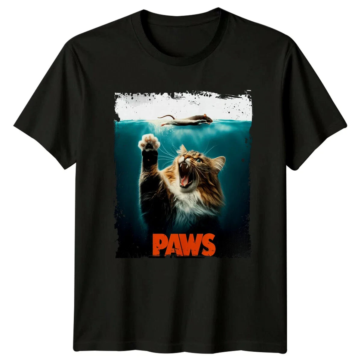 Paws Cat Parody Movie Poster Funny Pet Kitten Graphic Unisex