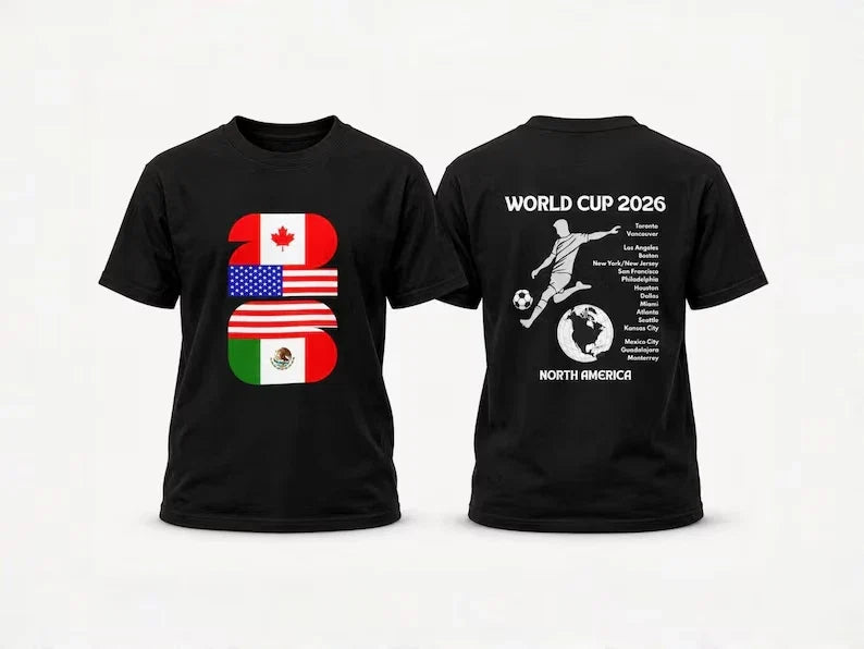 World Cup Soccer Shirt 2026, Kids/adult Football Tee with Host Countries Unisex
