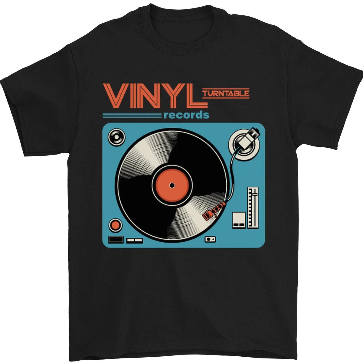 Retro Vinyl Records Turntable DJ Music Mens 100% Cotton Unisex
