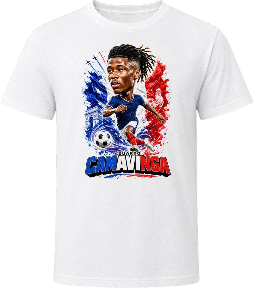 Eduardo Camavinga France Soccer Caricature 2026 World Cup T Shirt Unisex