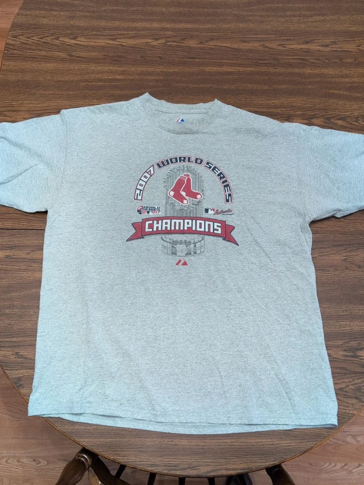 Boston Red Sox 2007 World Series Champions T Shirt Size XXL Majestic Grey Unisex