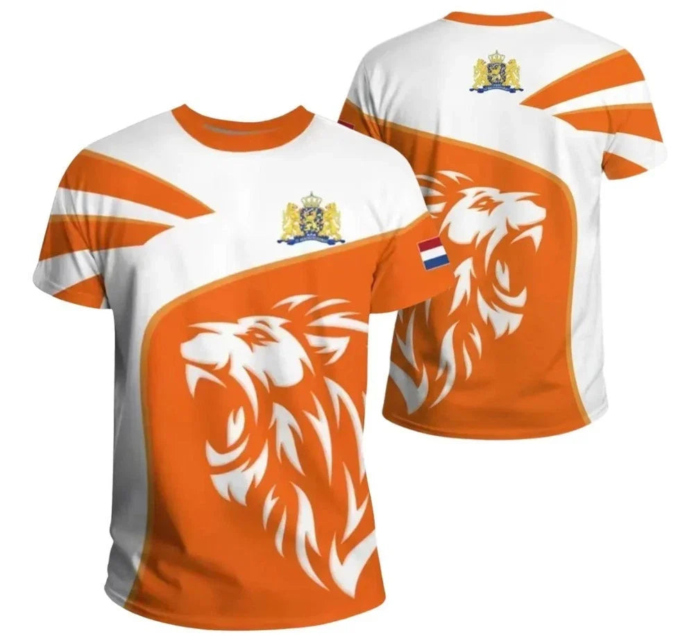 Netherlands Orange Lion T Shirt, Dutch Flag Football Fan Tee Unisex