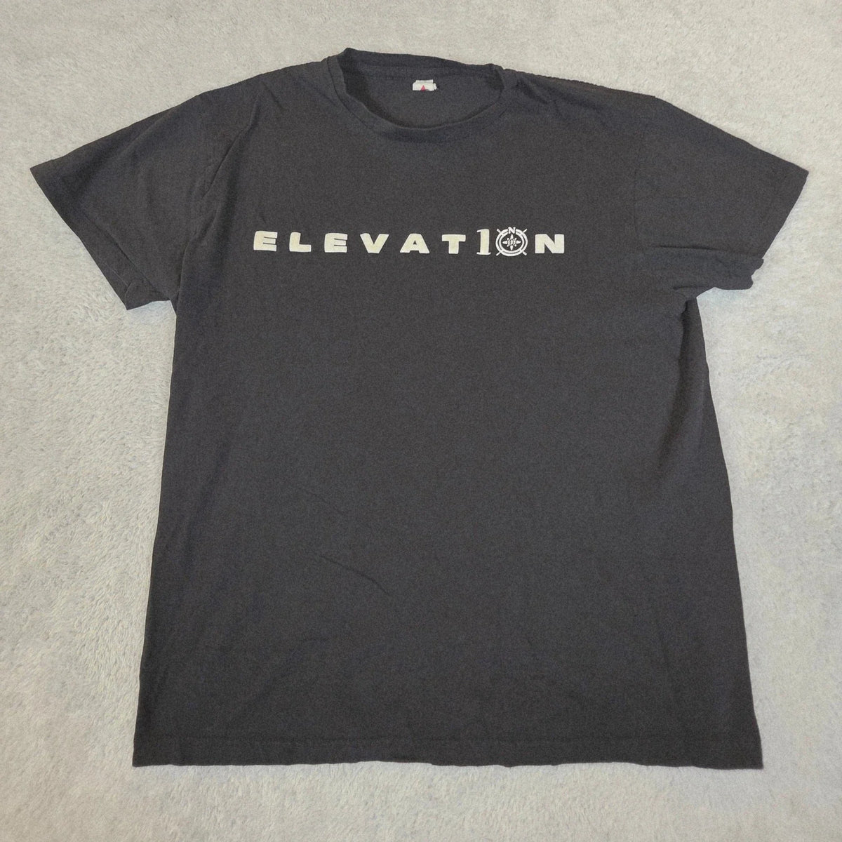 Elevation Men Large Black Cotton Graphic Tee Compass Minimalist Gorpcore Unisex
