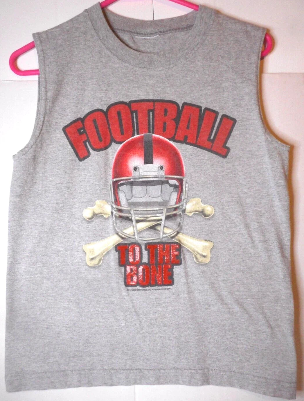 Football TO THE BONE Men's Gray Muscle Coed Sportswear READ FOR SIZE Unisex