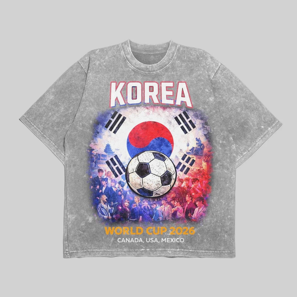 Korea World Cup 2026 Washed Soccer Fan Graphic Tee Unisex Sport Gift Unisex
