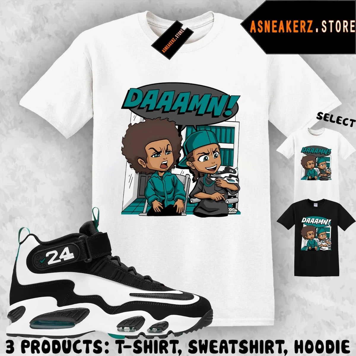 Tee Shirt Matching Air Griffey Max 1 Freshwater Match Sneaker The Boondocks Damn Unisex