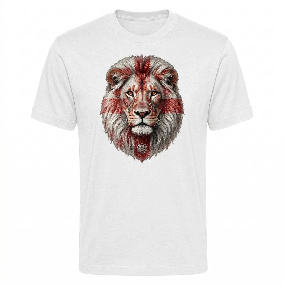 England St George Flag Lion Face T Shirt White England Football Fan Supporter Unisex