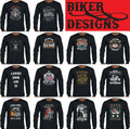BIKER Long Sleeve Motorbike Motorcycle Cafe Racer Chopper Bike Skull Top Unisex