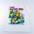 Vintage 1994 World Cup Brazil Shirt XL Big Print Soccer Graphic Tee 90s VTG Unisex