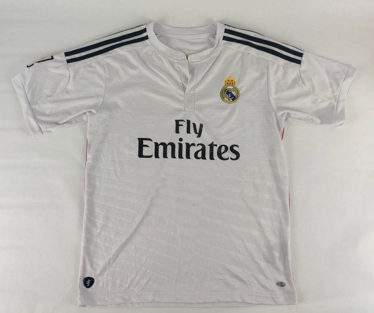 Real Madrid Soccer Jersey Shirt Fly Emirates Short Sleeve Size Medium Unisex