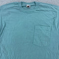 Vintage 90s Fruit of the Loom Blank Light Blue Pocket Shirt Mens Medium Tee USA Unisex