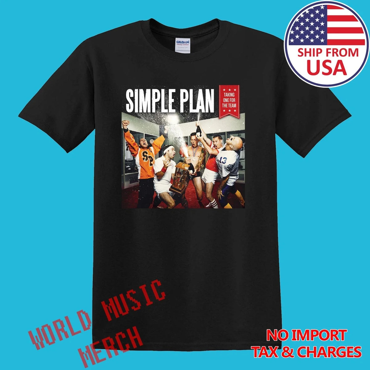 Simple Plan Taking One for The Team Men's Black Size S-5XL Unisex