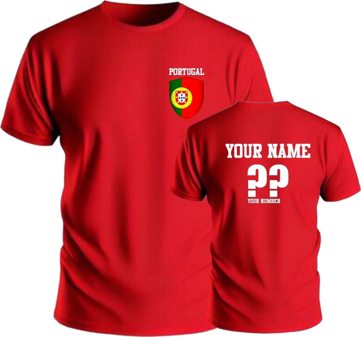 Personalise Portugal Football Soccer Fans Sports Costume Flag Badge Top Unisex