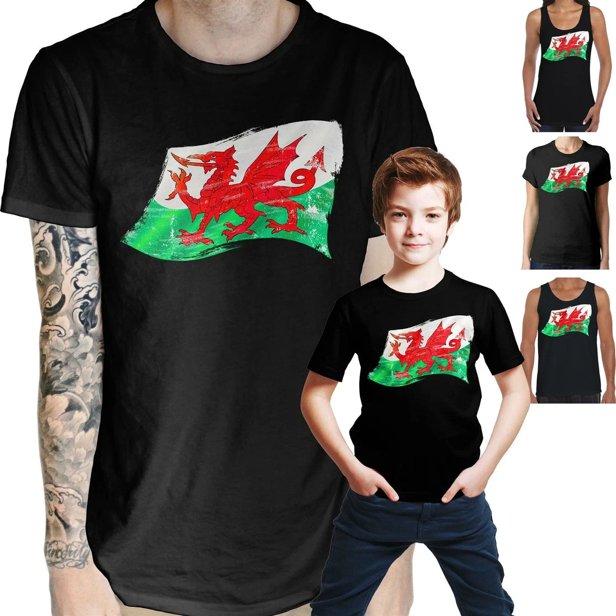 Wales Flag T Shirt - Welsh European Football Soccer Rugby Euros Unisex