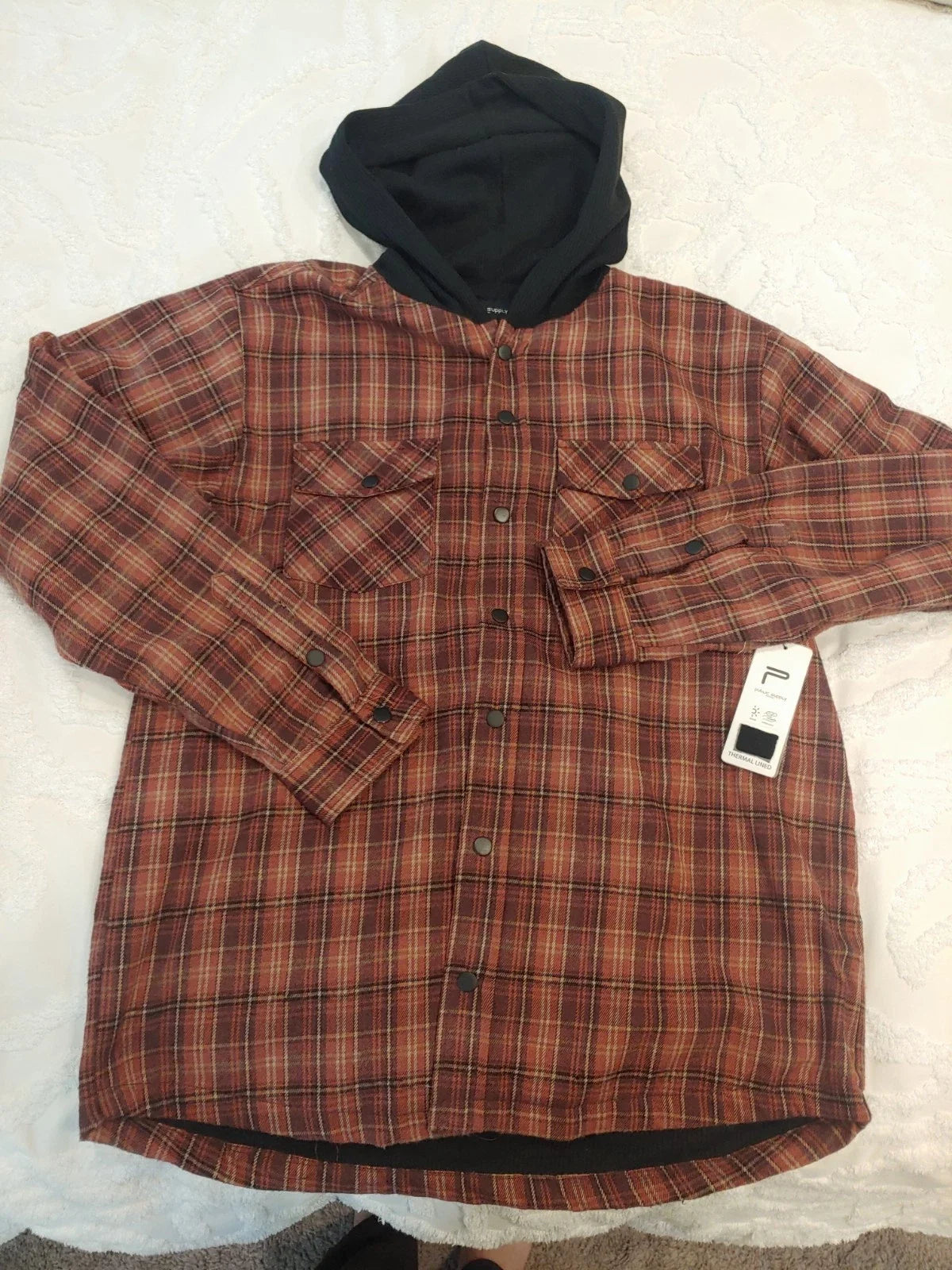 Brand New Public Supply NYC Mens Size Large Long Sleeve Flannel Thermal Lined Unisex