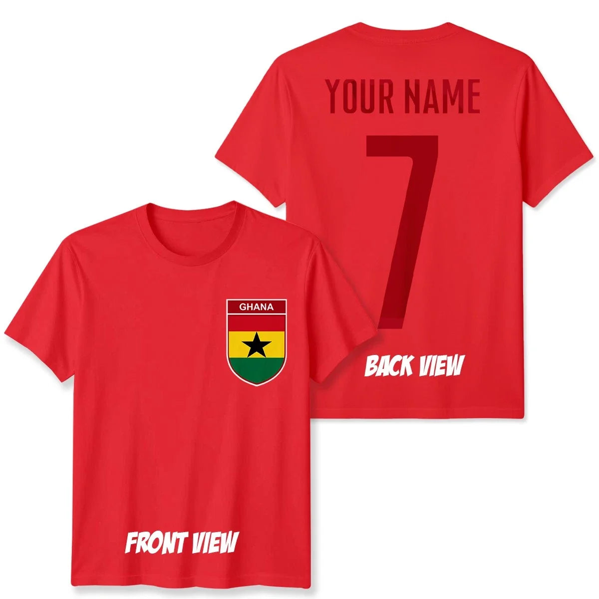 Personalised Ghana Football Unisex Kids Name Number Tee #WC Unisex
