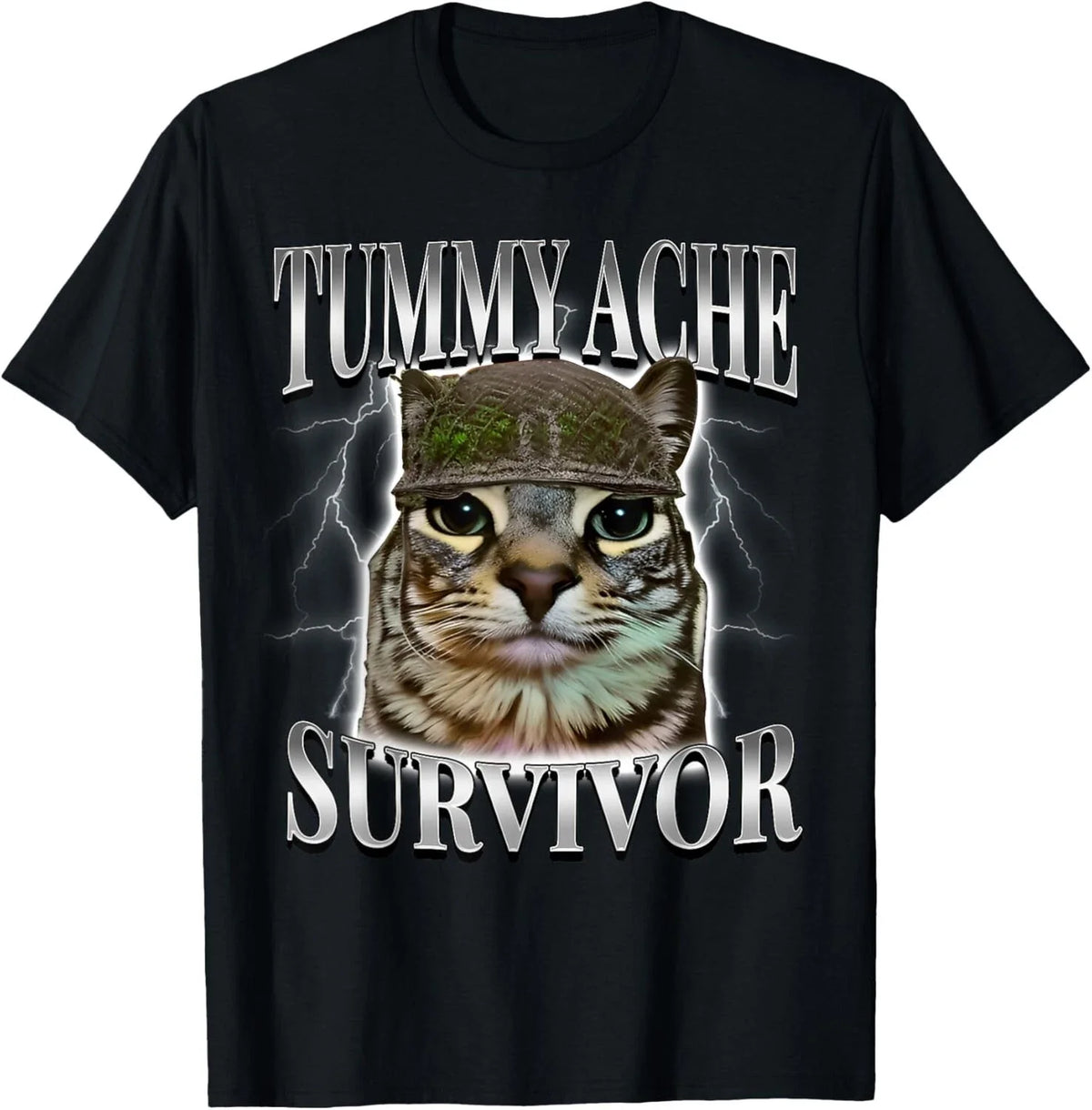 Tummy Ache Survivor Cat Meme Funny Saying Cats Animals unisex Unisex