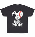 Ball Mom Heart Funny Baseball Soccer Mom Sport Fan Lover Unisex Tee Gift Unisex