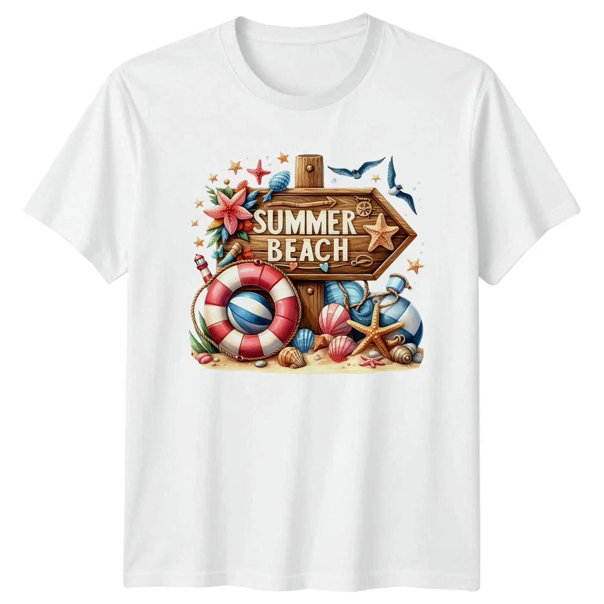Summer Beach Nautical Seaside Mens Womens Tee Graphic Unisex Top Unisex