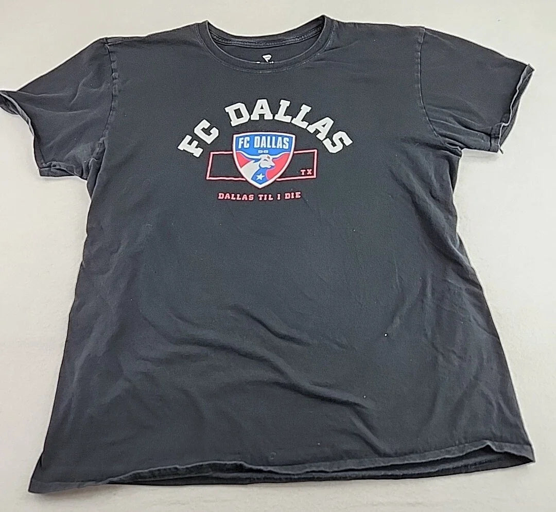 Distressed Fanatics Dallas FC Logo Mens XL Black Soccer Team Unisex