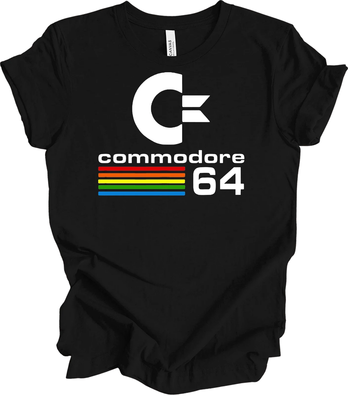 Commodore 64 Retro 80s Gaming C64 Computer Rainbow Stripe Vintage Tee Unisex