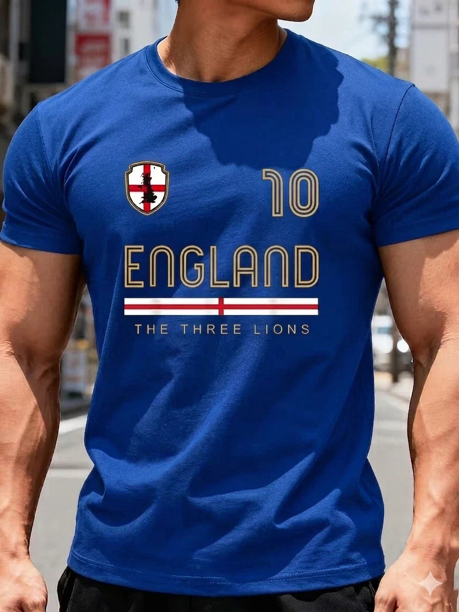 England Football Shirt Mens Three Lions Soccer Fan T Shirt World Cup Support Tee Unisex