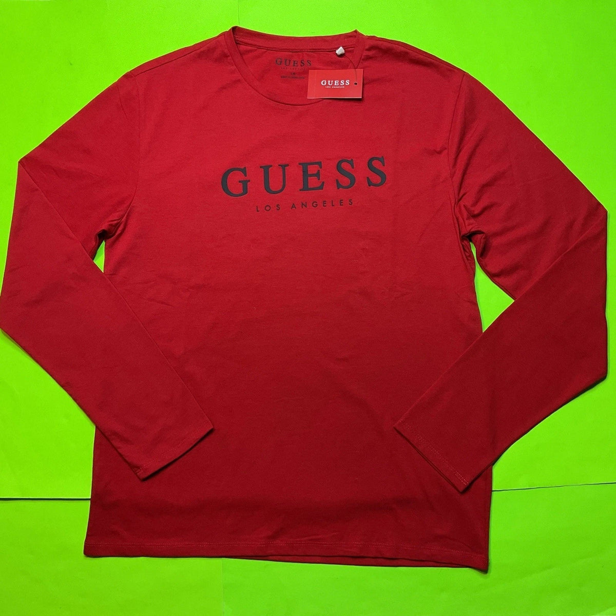GUESS Los Angeles Men’s Long Sleeve Size LARGE Red w/Black NEW Unisex