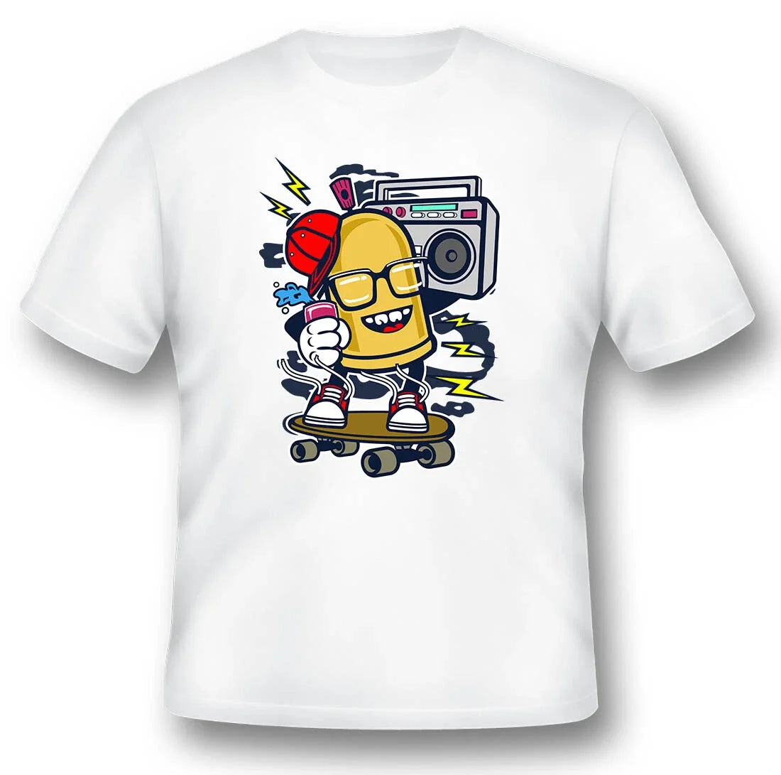 Street Bomber boombox skater skateboard tee shirt black or white Unisex