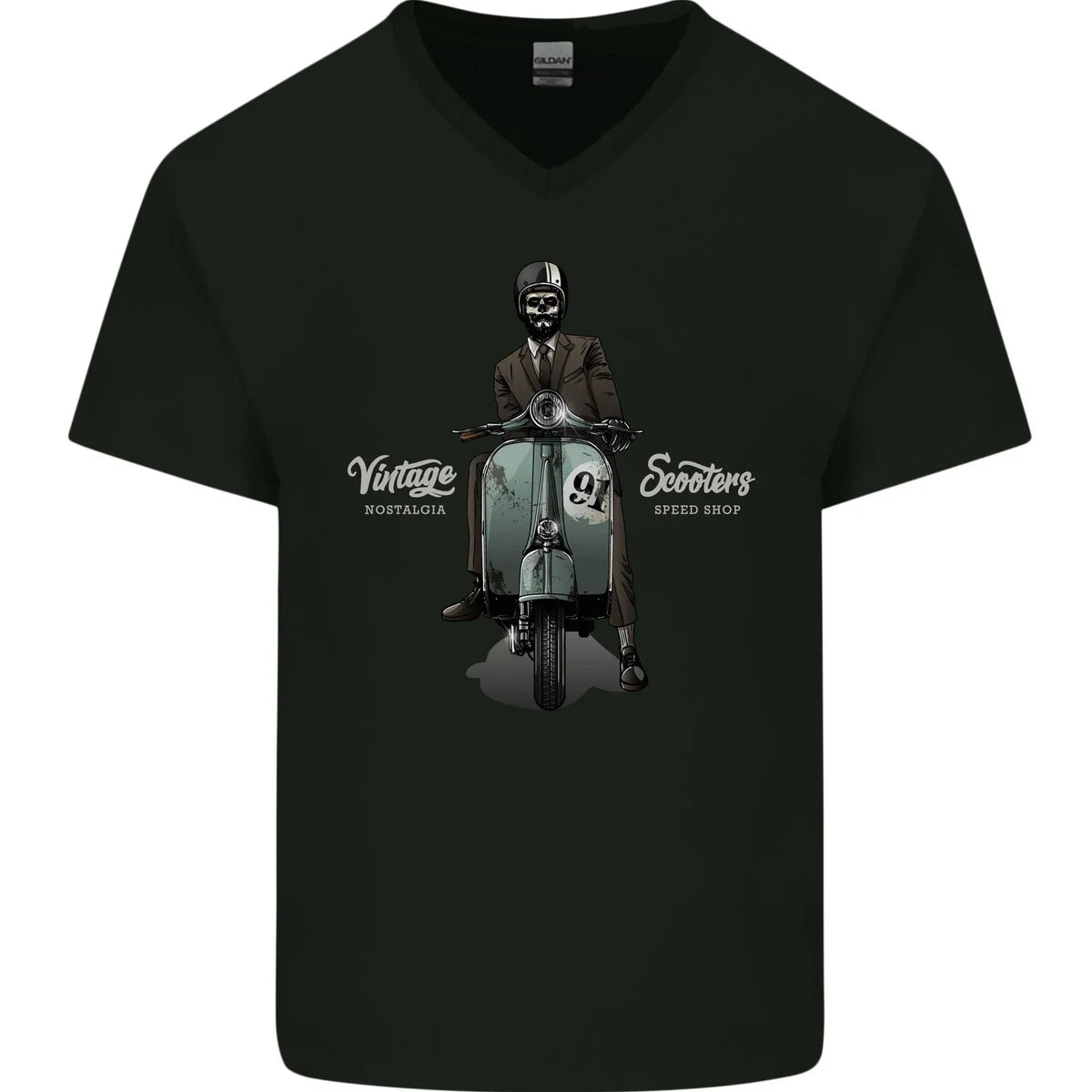 Vintage Scooters Nostalgia Speed Shop Mens V-Neck Cotton Unisex