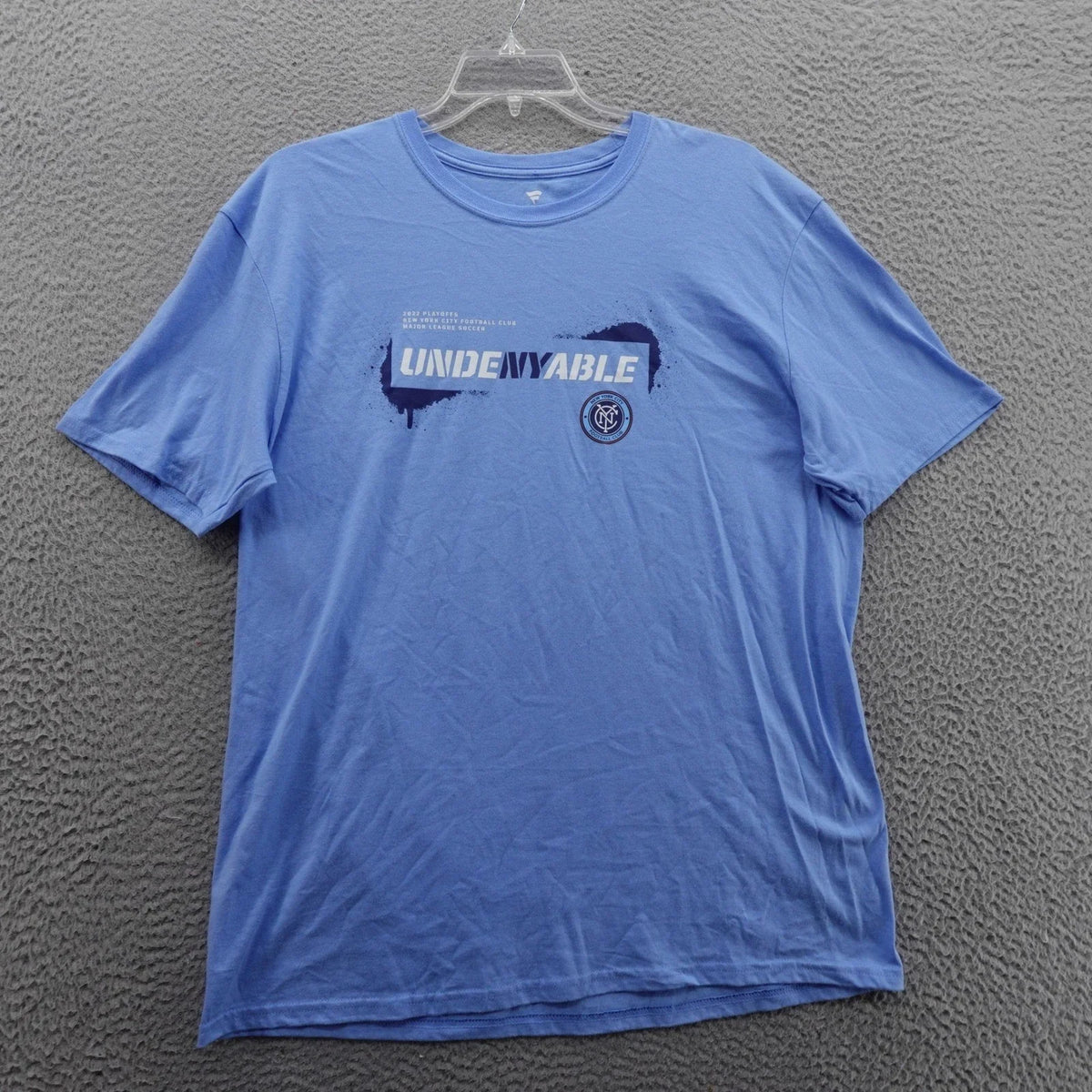 New York City Football Club NYCFC Undenyable Fanatics T Shirt Mens XL Blue NEW Unisex