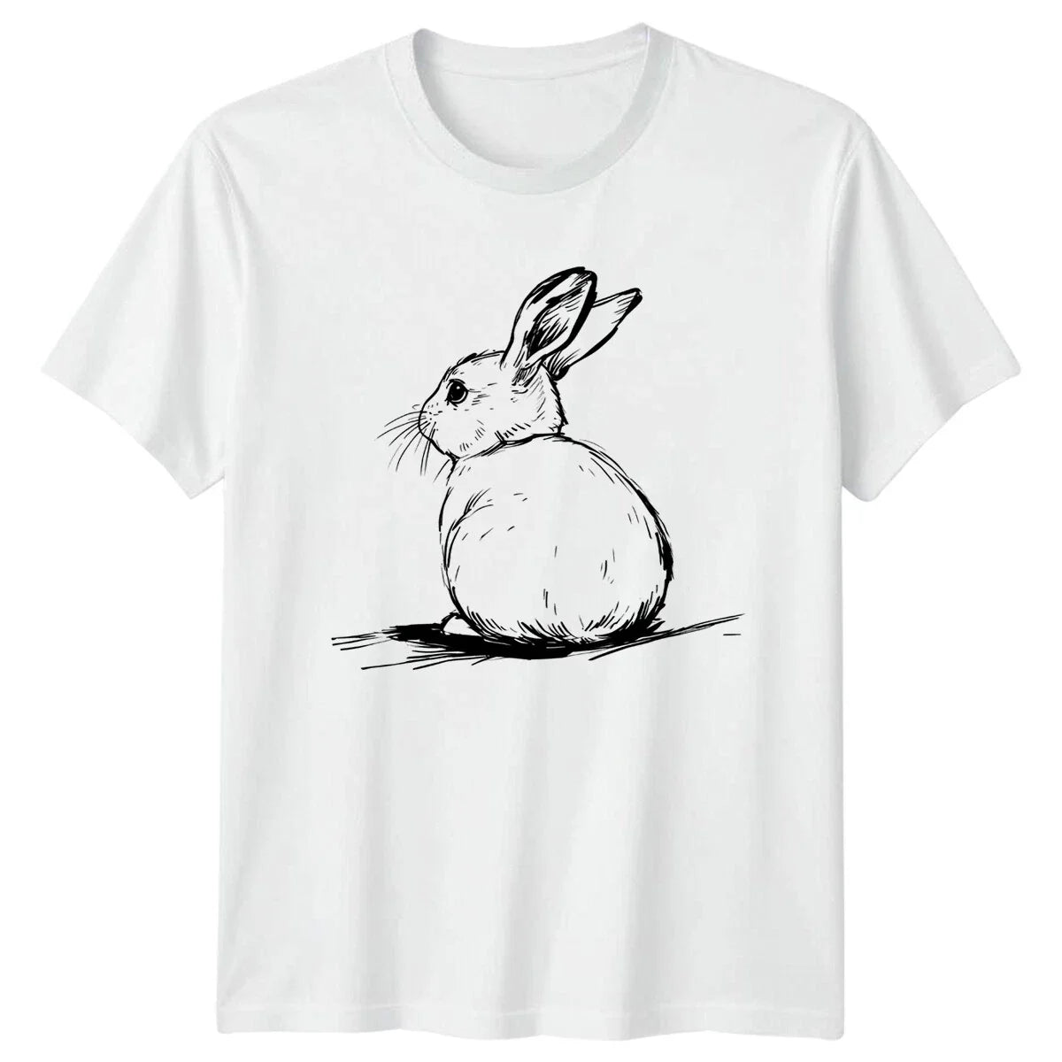 Rabbit Drawing Sketch Mens Womens Tee Animal Graphic Unisex Top Unisex