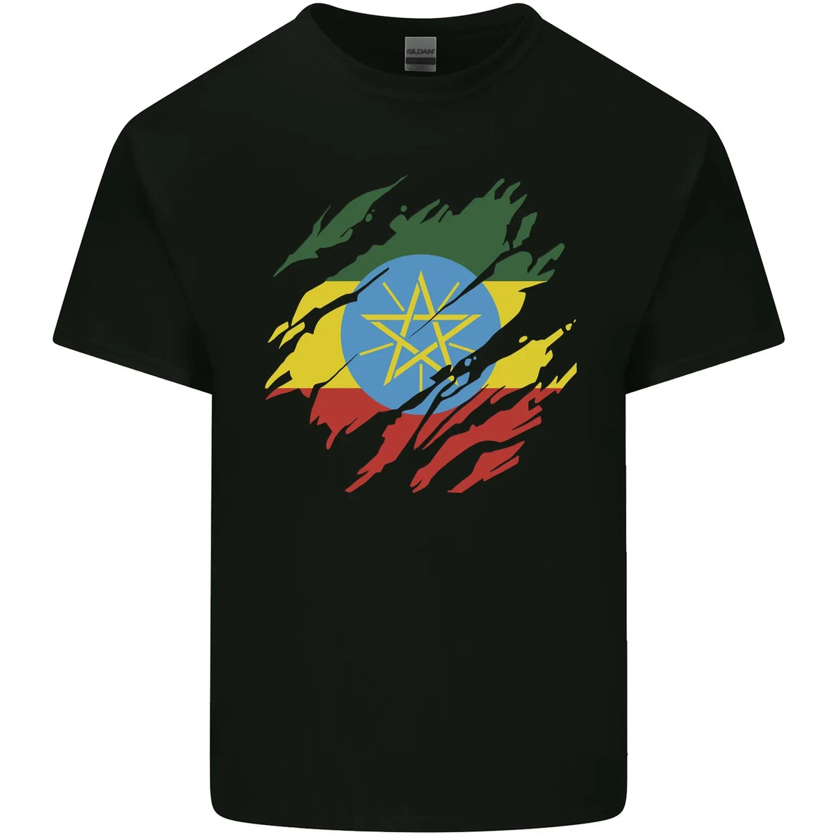 Torn Ethiopia Flag Ethiopian Day Football Mens Cotton Tee Top Unisex