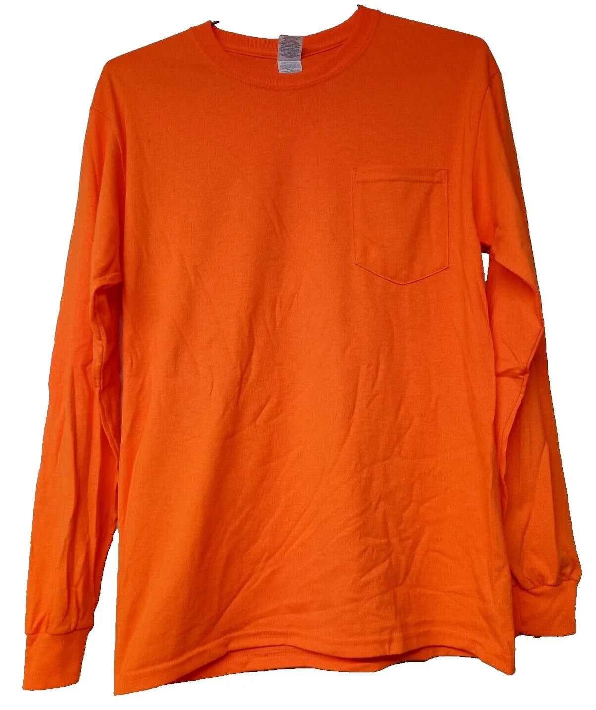 Gildan Ultra Cotton Safety Orange Long Sleeve T Shirt Men's Medium New Unisex