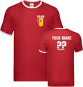 Personalised Spain Football Ringer Soccer Fans Sport Flag Badge Gift Unisex