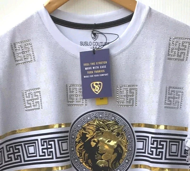 Men's Beautiful Cotton Rhinestone T Shirt,Italian Style,Stretch S to 2XL…A12. Unisex