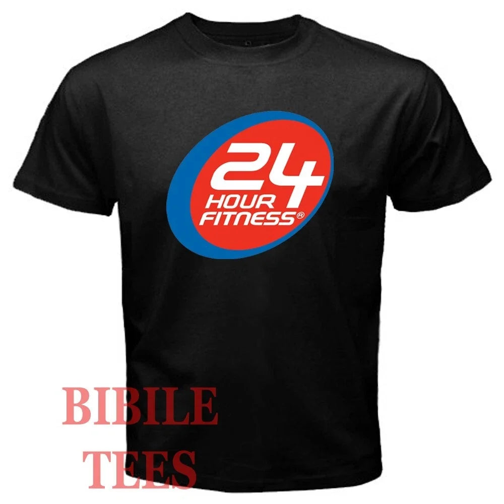 24 Hours Fitness Gym Men's Black Size S to 5XL Unisex