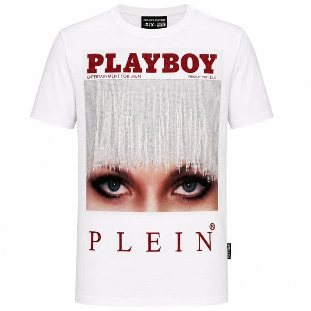 PHILIPP PLEIN x PLAYBOY Magazine 1980 Crystal Iconic Eyes White L XL Unisex