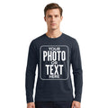 Personalised Long Sleeve with Custom Name Text Logo Men's Cotton Tee Unisex