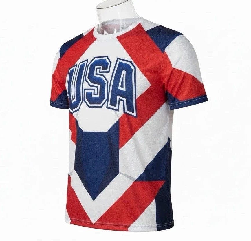 USA 2026 Soccer Shirt Patriotic Men’s XL Red White Blue Fourth of July Tee Unisex