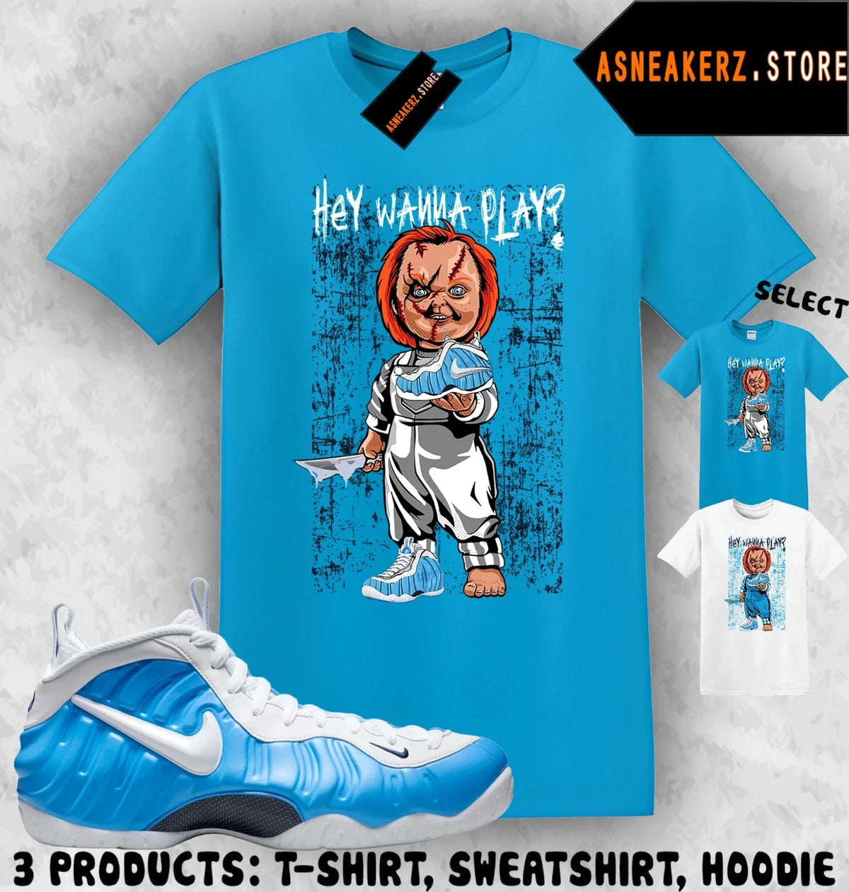Shirt Matching Foamposite Pro University Blue Match Sneaker Sneakerhead Chucky Unisex