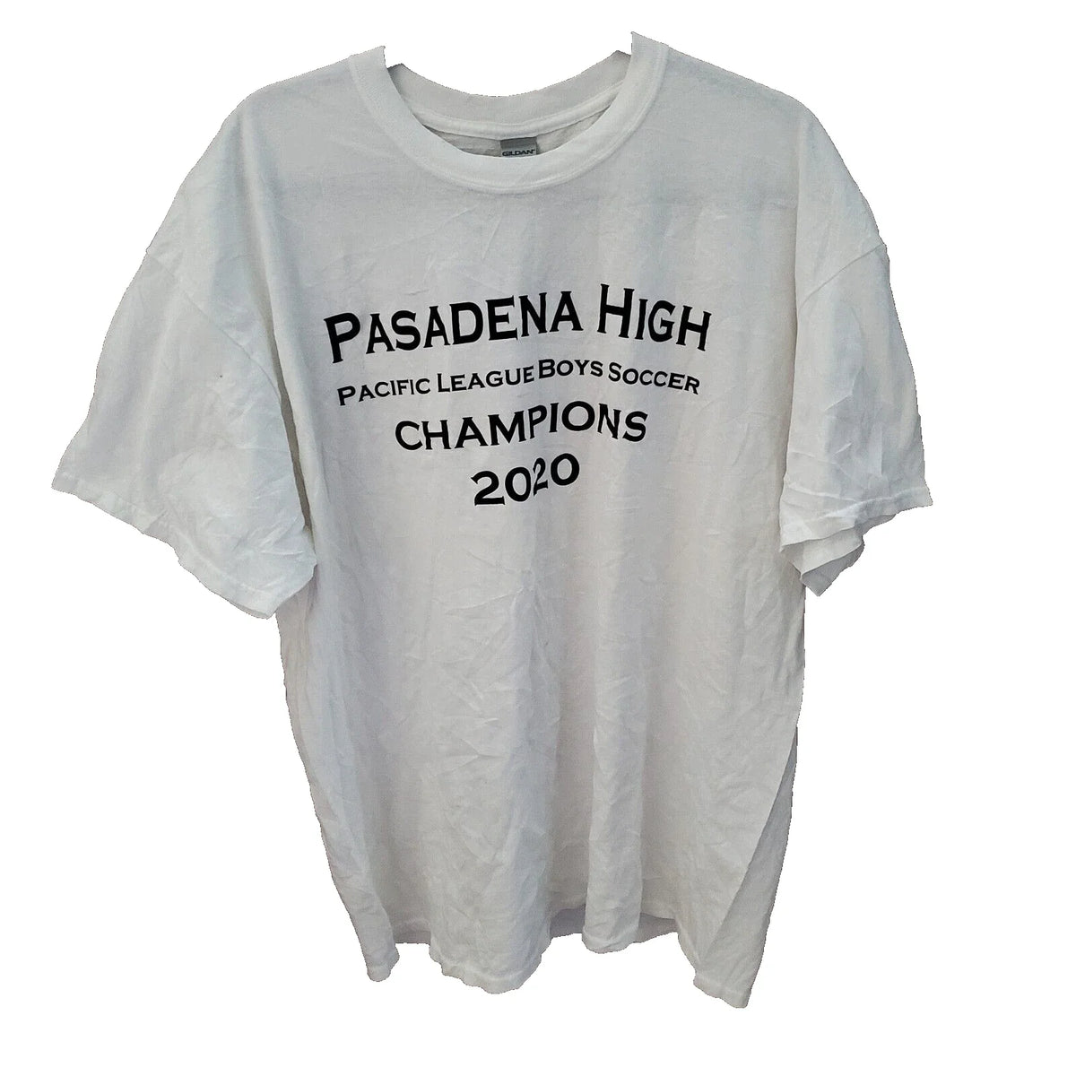Pasadena High Soccer Champions 2020 Shirt White XL SS Pacific League Bulldogs Unisex