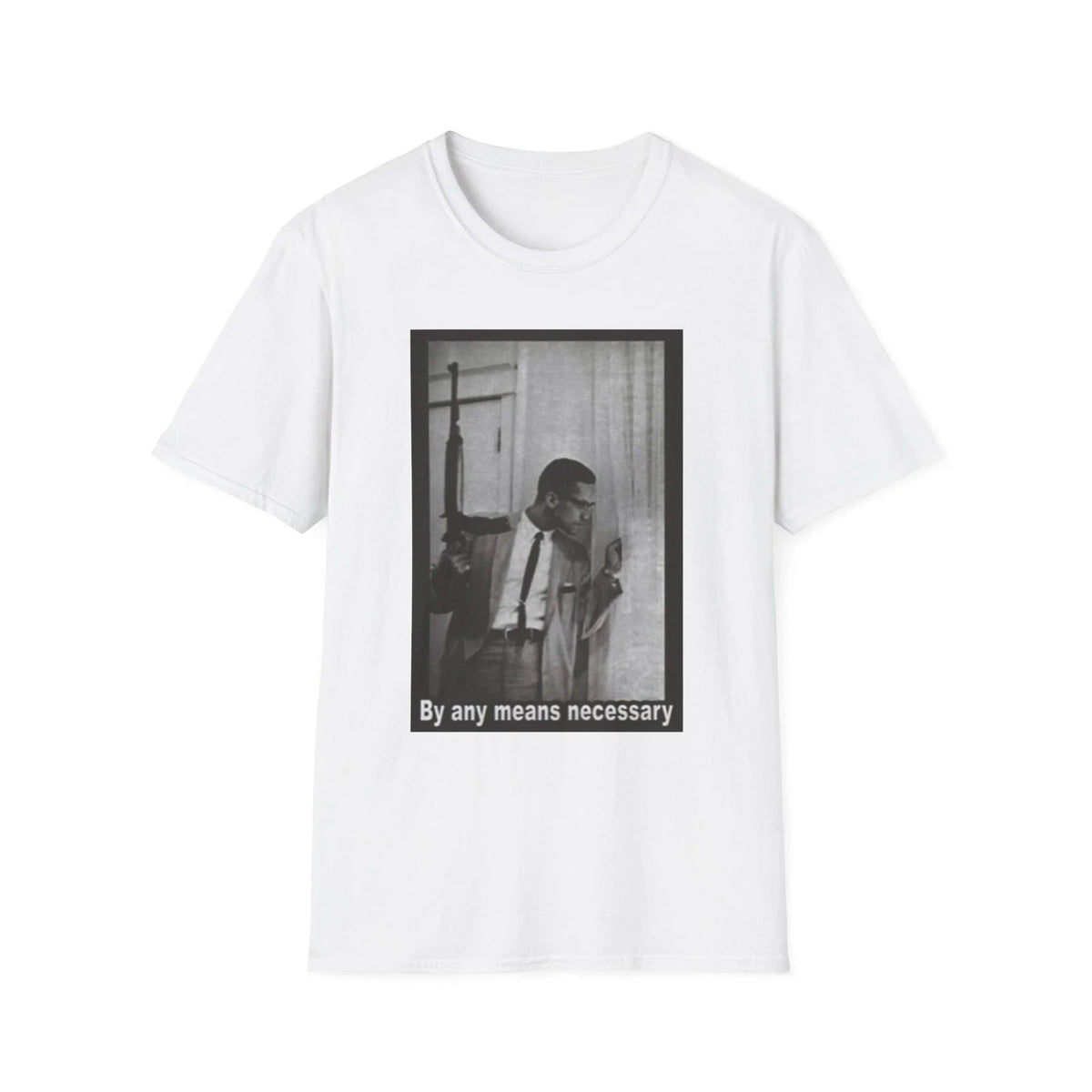Malcolm X By Any Means Necessary Rifle Window Tee Unisex