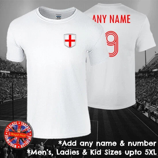 England Personalised Football Mens Ladies Kids Euros World Cup Gift Unisex