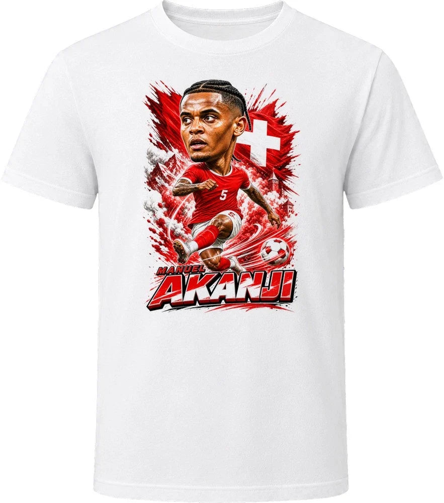 Manuel Akanji Switzerland Soccer Caricature 2026 World Cup T Shirt Unisex