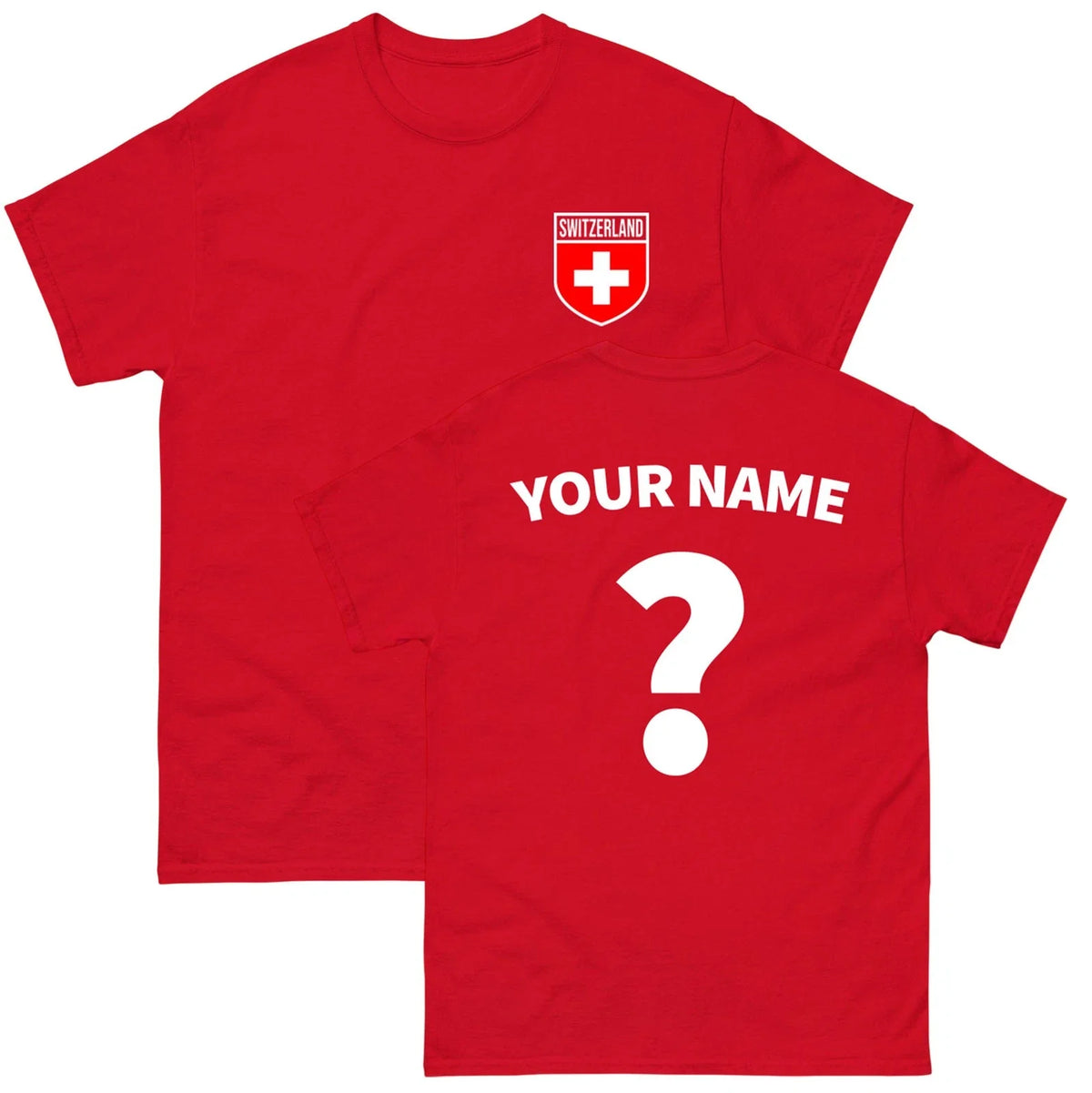 Personalised Switzerland football T Shirt, Custom Name and Number Football Tee Unisex